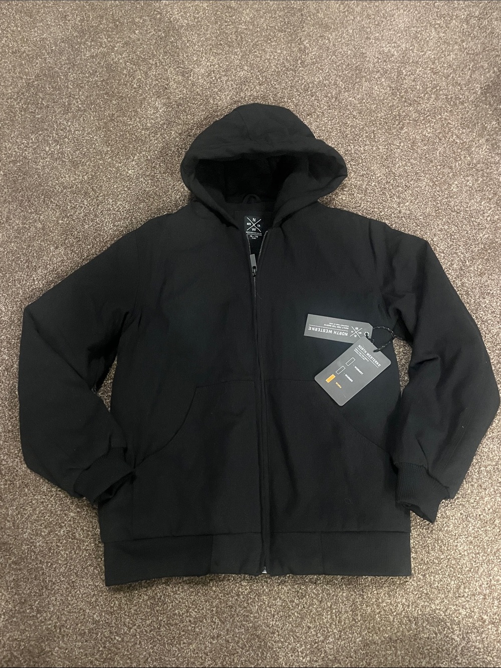 Black Hooded Kids Zip-Up Jacket